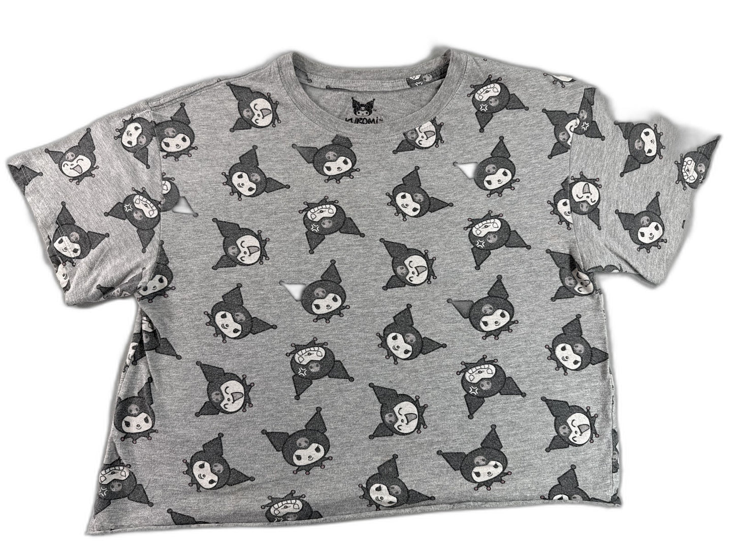 Hybrid Apparel Kuromi Anime Graphic Tee S Gray Cotton Blend Short Sleeve Mens