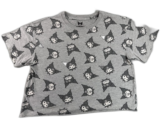 Hybrid Apparel Kuromi Anime Graphic Tee S Gray Cotton Blend Short Sleeve Mens