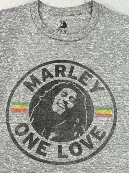Zion Bob Marley Graphic Tee Grey Cotton Blend Short Sleeve Crewneck Reggae