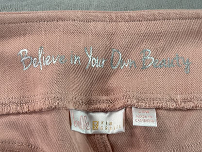 Belle By Kim Gravel Pink Crop Jeans Womens 2X Pull On Stretch Denim Capris Pants