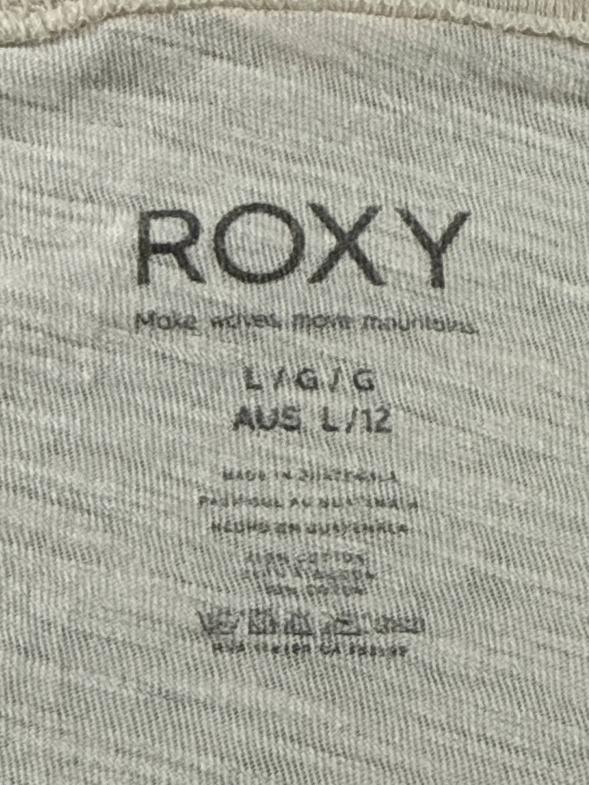 Roxy Womens Beige Graphic Tee Palm Tree Print Loose Fit Top 100% Cotton