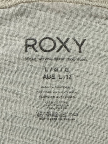 Roxy Womens Beige Graphic Tee Palm Tree Print Loose Fit Top 100% Cotton