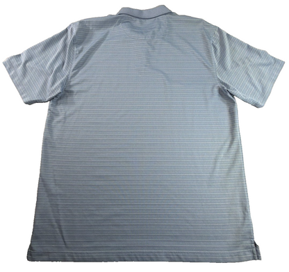 Van Heusen Polo Shirt Mens L Blue White Striped Short Sleeve Polyester Golf