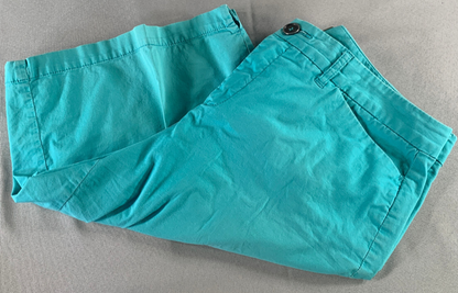 Khakis & Co Womens Chino Shorts Sz 12 Aqua Blue Flat Front Mid Rise 9" Inseam