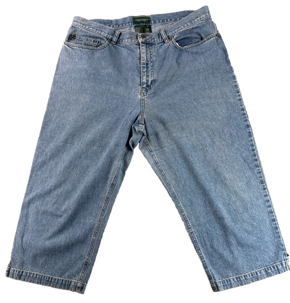 RALPH LAUREN JEANS 16 Womens Crop Capris Light Wash Blue Denim Side Slit Pants