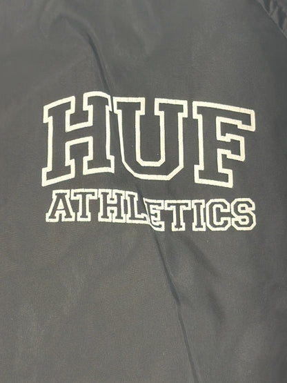 HUF Athletics Coaches Jacket Mens Small Black Nylon Windbreaker Snap Skate NWT