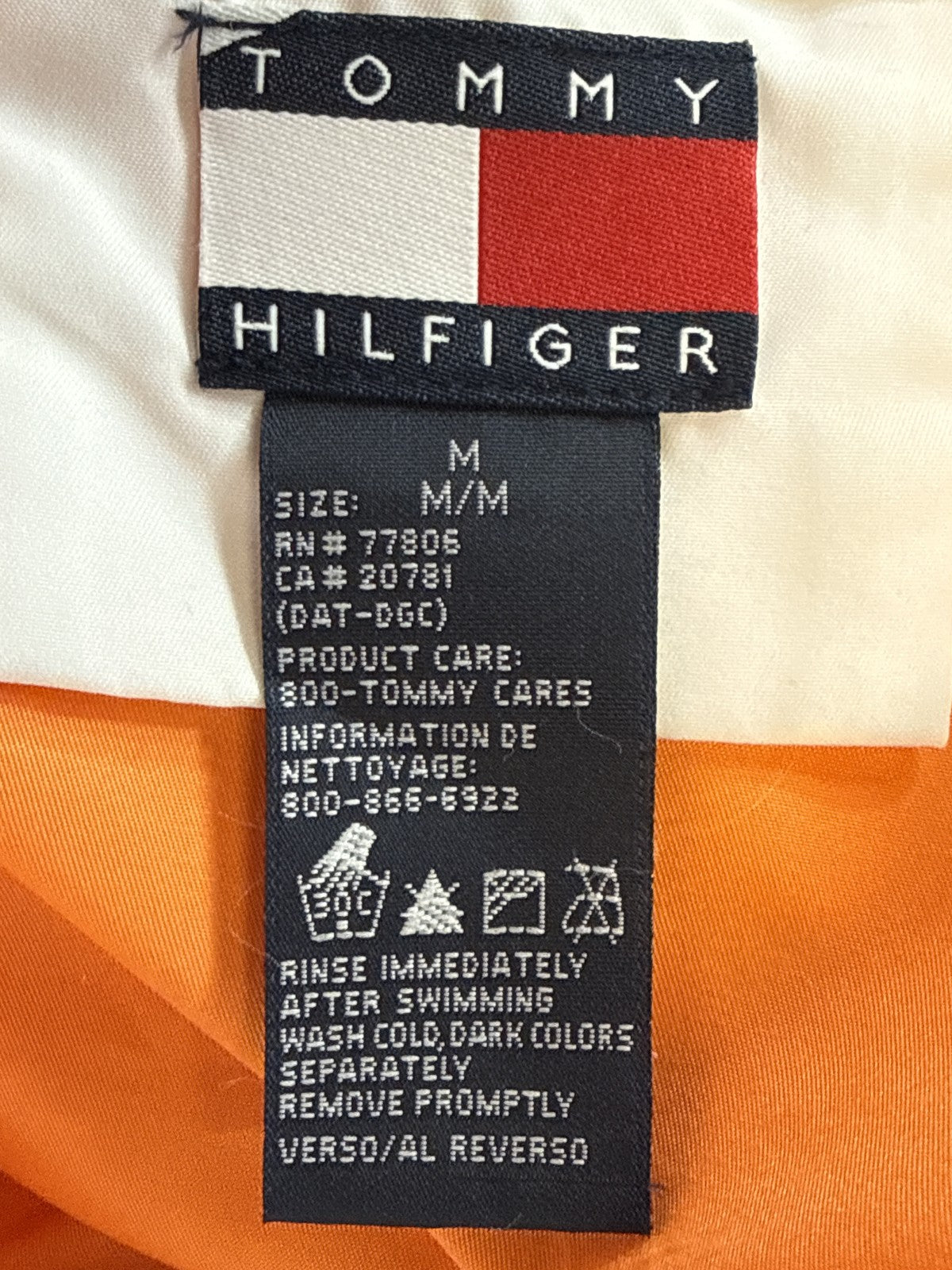 Tommy Hilfiger Colorblock Swim Trunks M Orange/White/Blue 100% Polyester