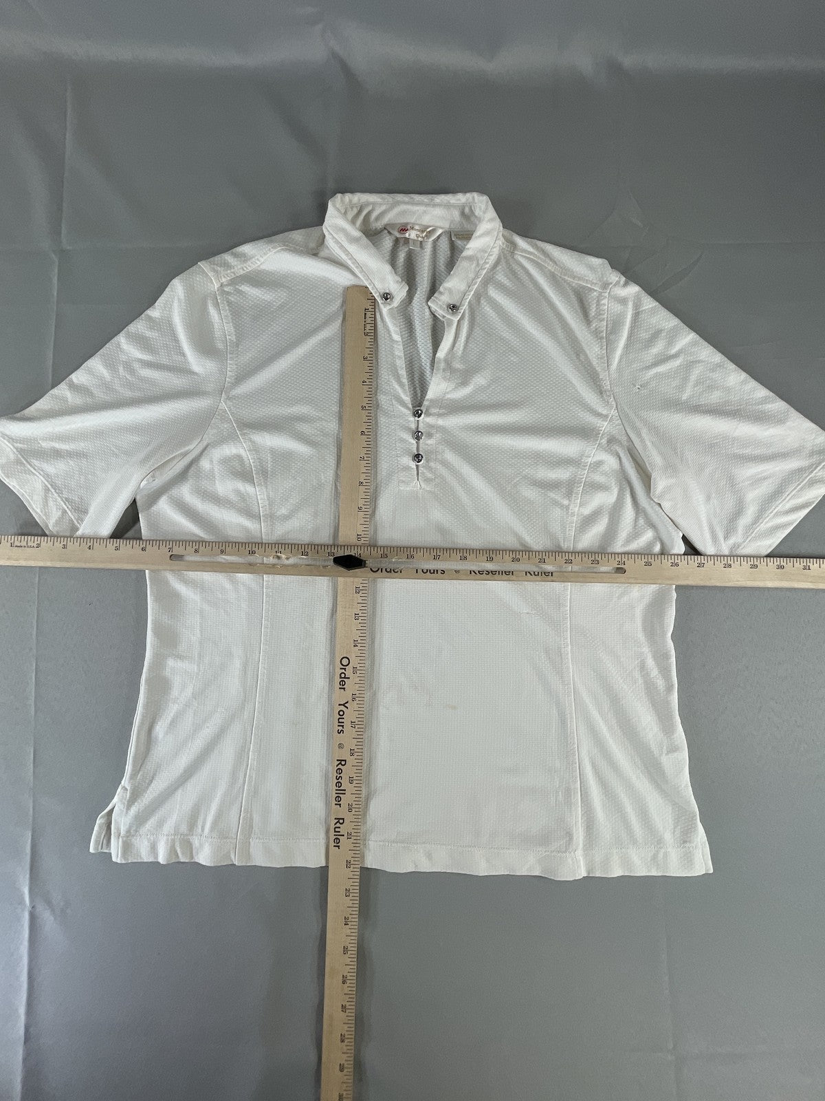 Monterey Club Shirt Womens Large Performance Golf Short Sleeve Crystal Button 92
