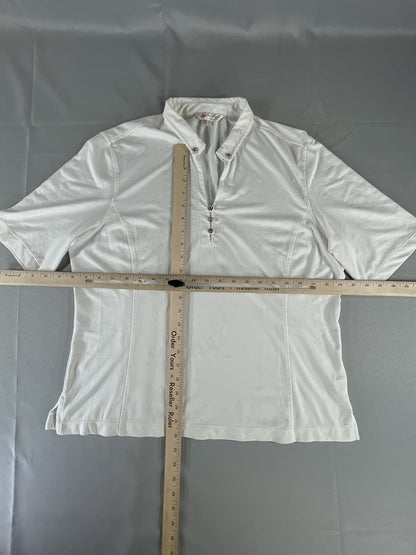Monterey Club Shirt Womens Large Performance Golf Short Sleeve Crystal Button 92