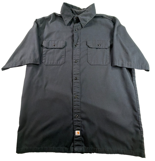 Carhartt Short Sleeve Work Shirt Black XL S223 Button Front Dual Pockets Men