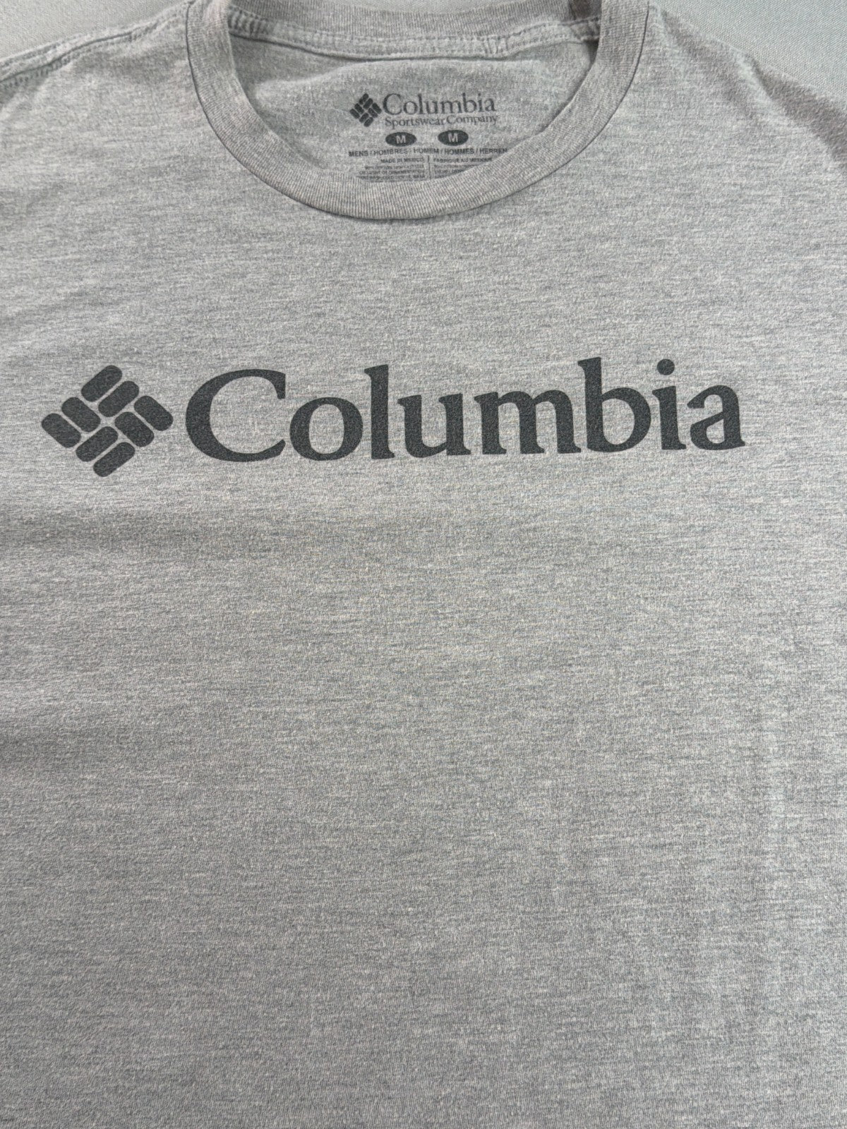 Columbia Sportswear Men Medium Gray Heather Logo Graphic Crew Neck T-Shirt Tee