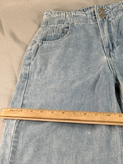 Air Space Lady S Wide Leg Jeans Light Wash High Rise Baggy Denim Y2K Boho