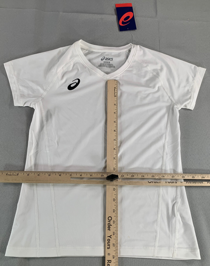 Asics Youth Volleyball Jersey L White Short Sleeve Spin Serve Tee 2054A016 NWT