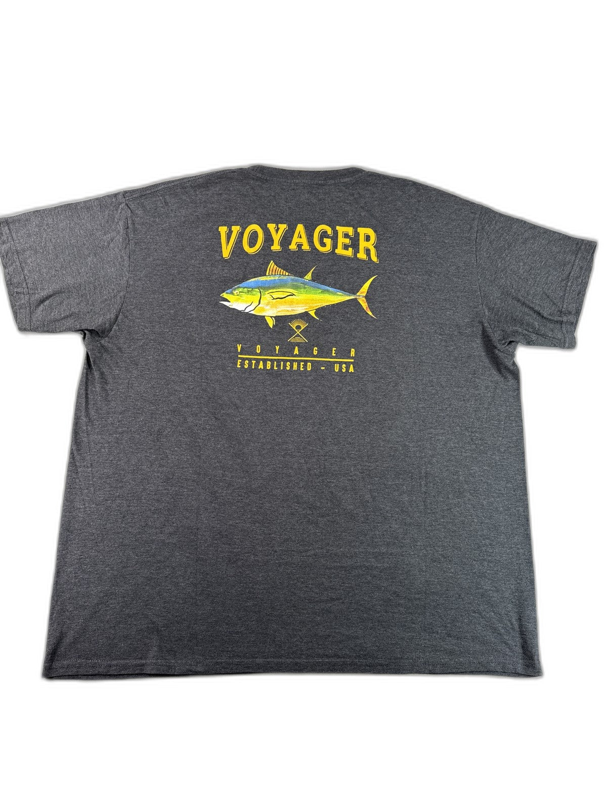 VOYAGER Charcoal Graphic Tee XX LARGE XX Gray Cotton Polyester Crewneck Short