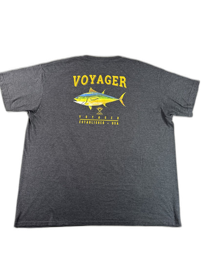 VOYAGER Charcoal Graphic Tee XX LARGE XX Gray Cotton Polyester Crewneck Short