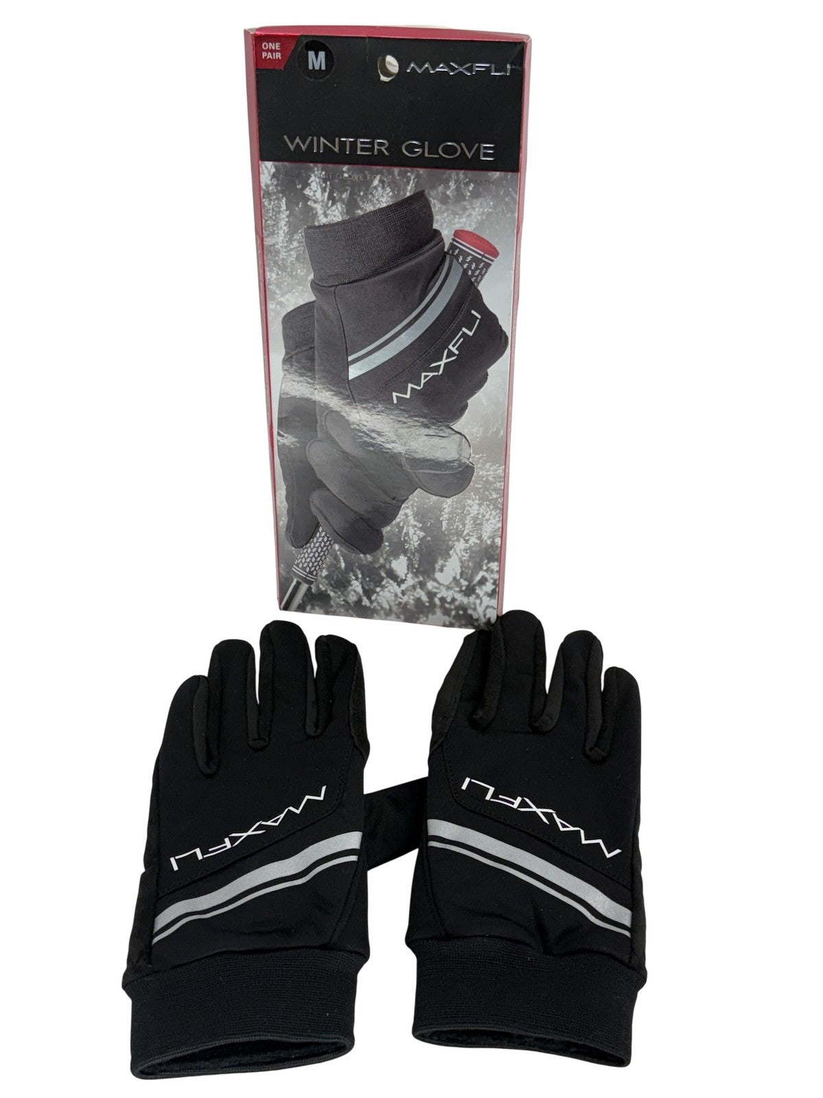 Maxfli Winter Golf Gloves Mens Medium Black Striped Pair Windproof Insulated