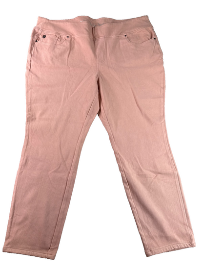 Belle By Kim Gravel Pink Crop Jeans Womens 2X Pull On Stretch Denim Capris Pants