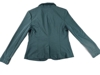 Merona Tailored Blazer M Teal Polyester Fit Notch Lapel Long Sleeve Single Solid