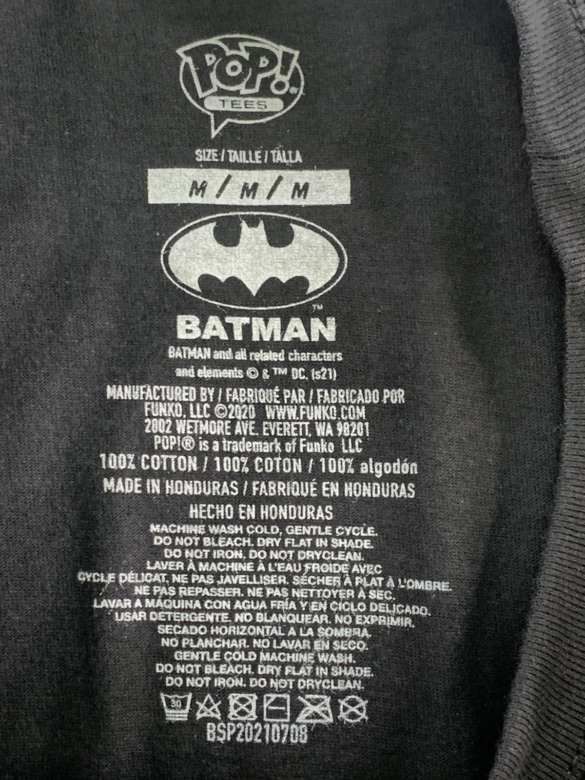 Funko Pop! Tees The Joker Shirt Mens Medium Black DC Comics Batman Graphic Tee