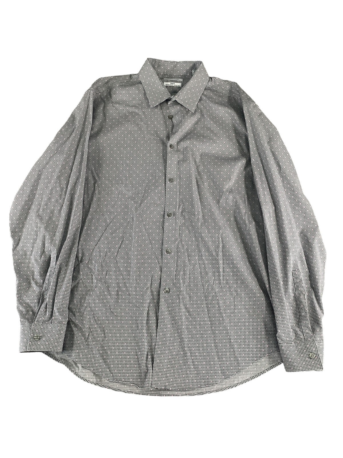 Calvin Klein Shirt Mens XL Slim Fit Gray Steel+ Stretch Wrinkle Free Dress Top
