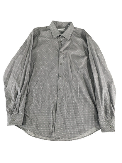Calvin Klein Shirt Mens XL Slim Fit Gray Steel+ Stretch Wrinkle Free Dress Top