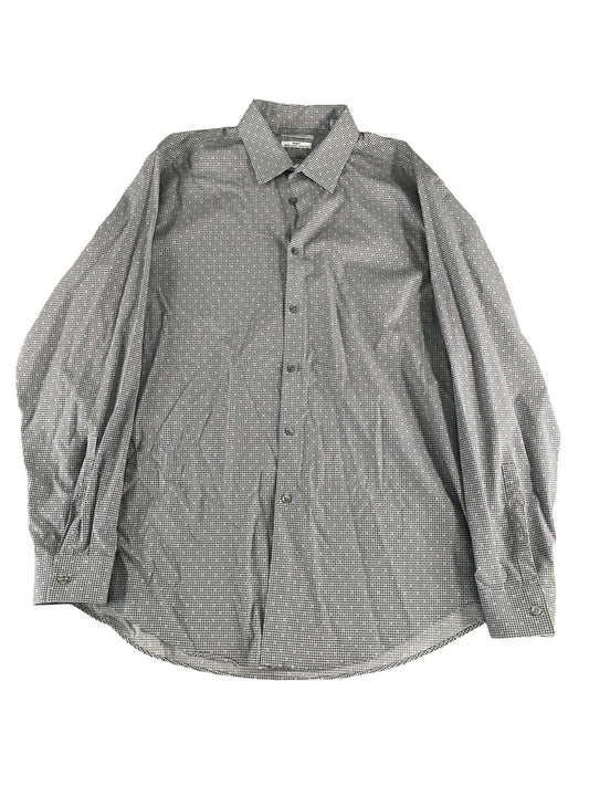 Calvin Klein Shirt Mens XL Slim Fit Gray Steel+ Stretch Wrinkle Free Dress Top