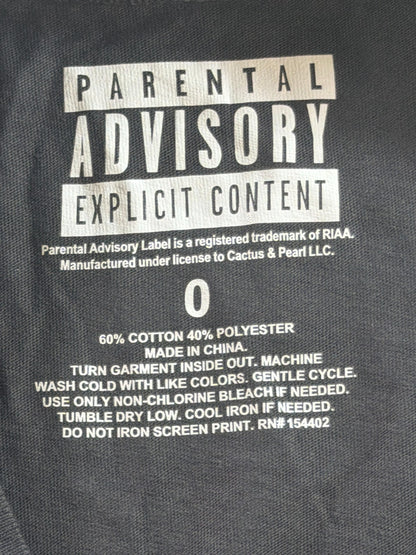Parental Advisory Explicit Content Mens 2XL Black Palm Tree Graphic Tee Shirt