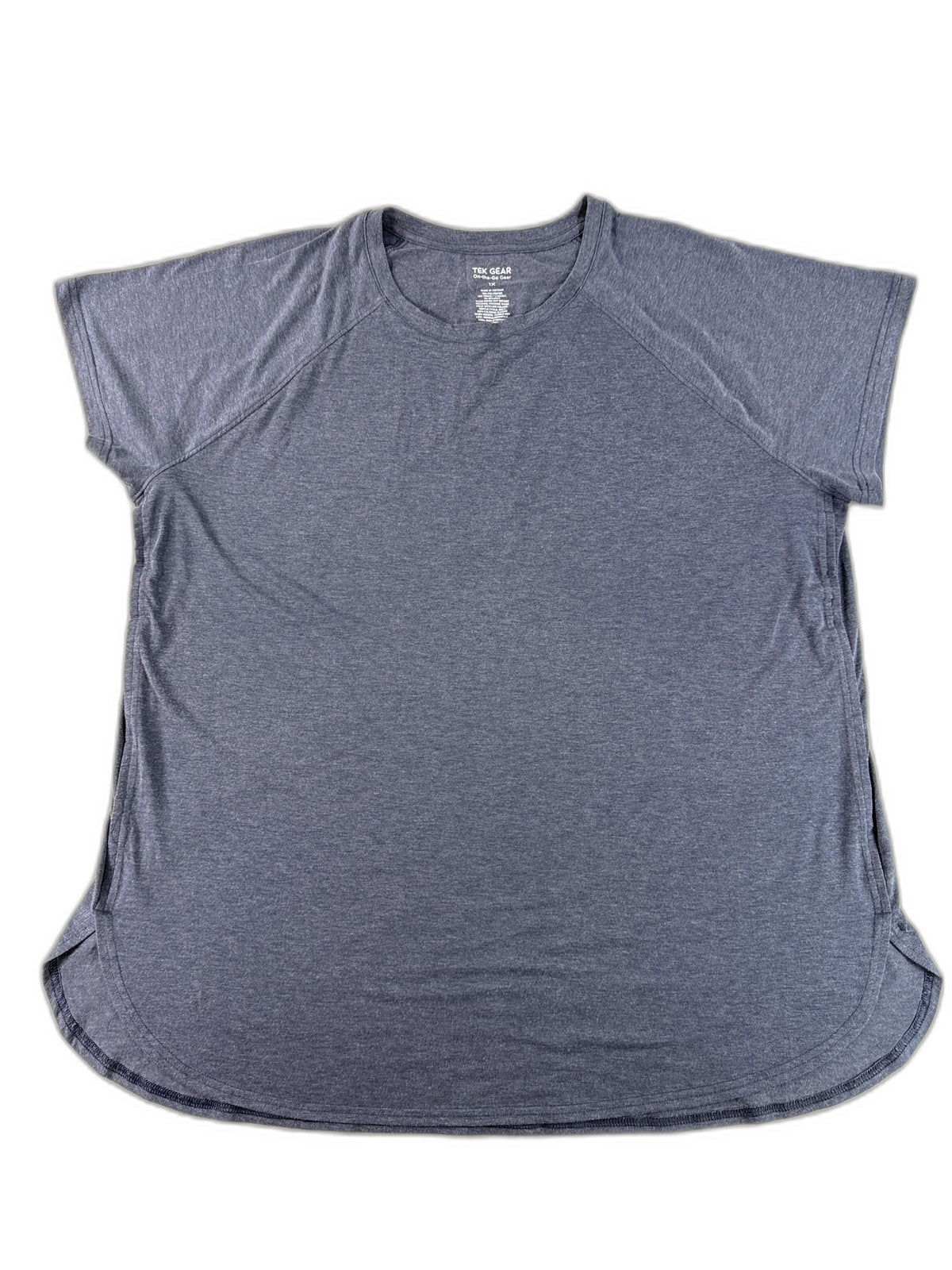 Tek Gear Heather Tee 1X Gray Polyester TENCEL Lyocell Spandex Crewneck Short Dry
