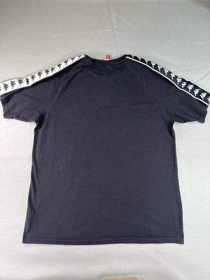 Kappa 222 Banda Tee Mens XL Black White Logo Tape Crewneck Short Sleeve Athletic