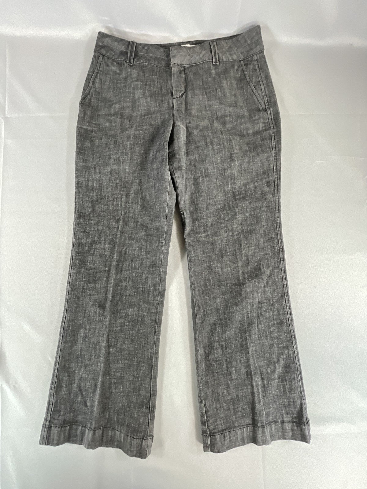 Coldwater Creek Pants Womens Petite 10 Gray Trouser Fit Wide Leg Linen Blend
