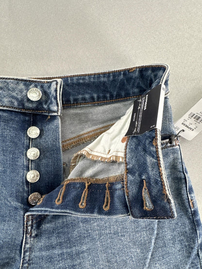 Express Womens Jeans Size 0 Short Blue High Rise Relaxed Straight Distressed 13