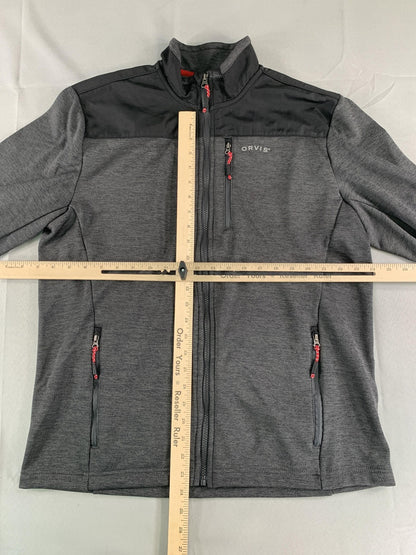Orvis Jacket Mens Medium Gray Black Full Zip Performance Outdoor Layering Fleece