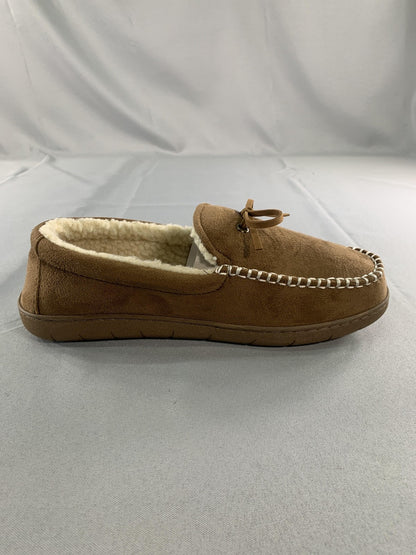 Levis Slippers Mens Size 10 Brown Moccasin Faux Fur Memory Foam House Shoes Red