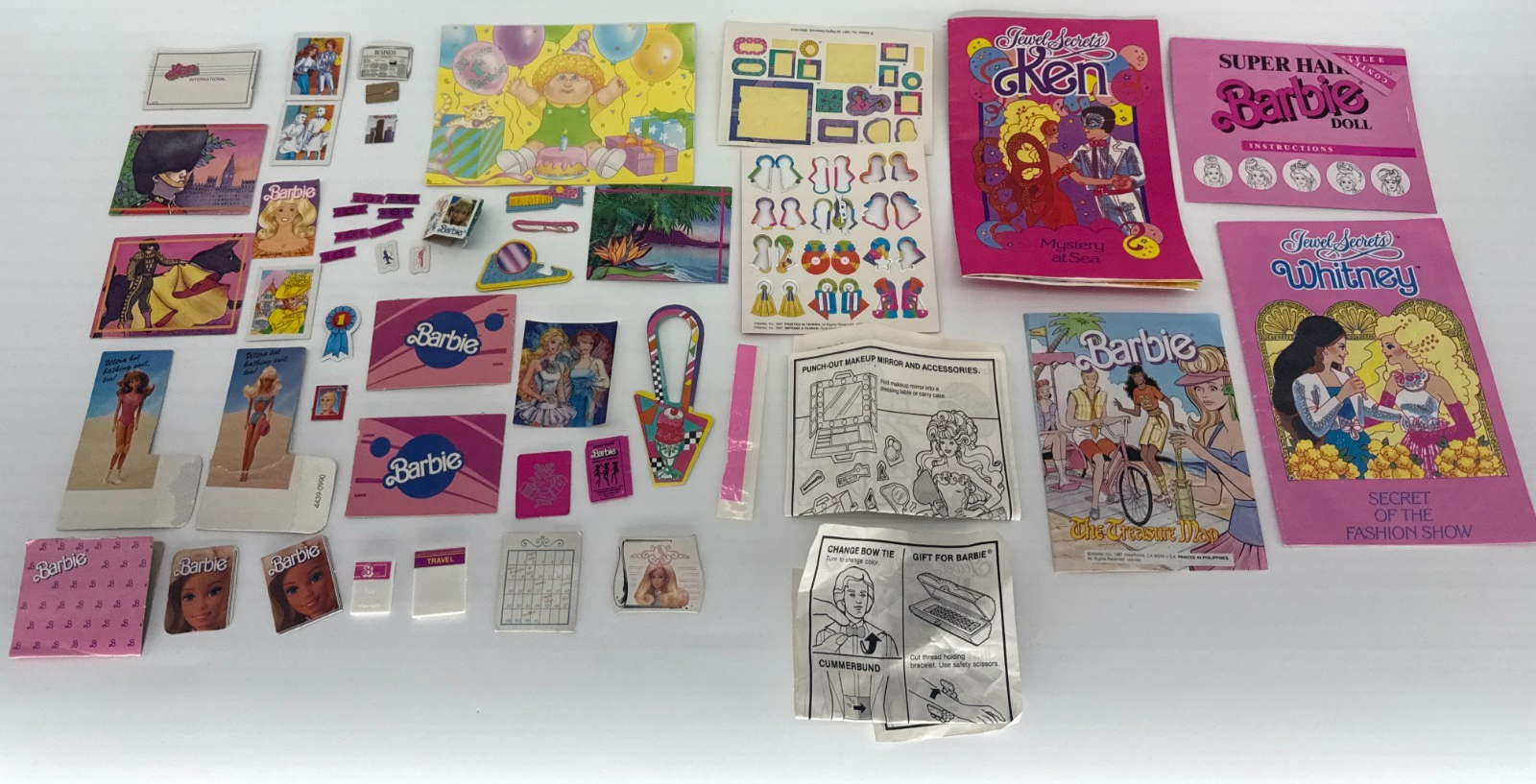 Vintage Barbie 1980s Paper Ephemera Lot Booklets Cards Stickers Inserts Ken 80s