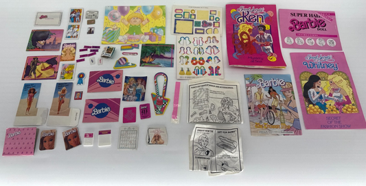 Vintage Barbie 1980s Paper Ephemera Lot Booklets Cards Stickers Inserts Ken 80s