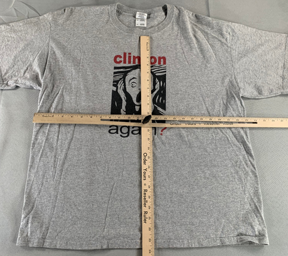 VTG Hilary Clinton Again Tee XL Gildan Gray Edvard Munch Scream Meme Graphic 139