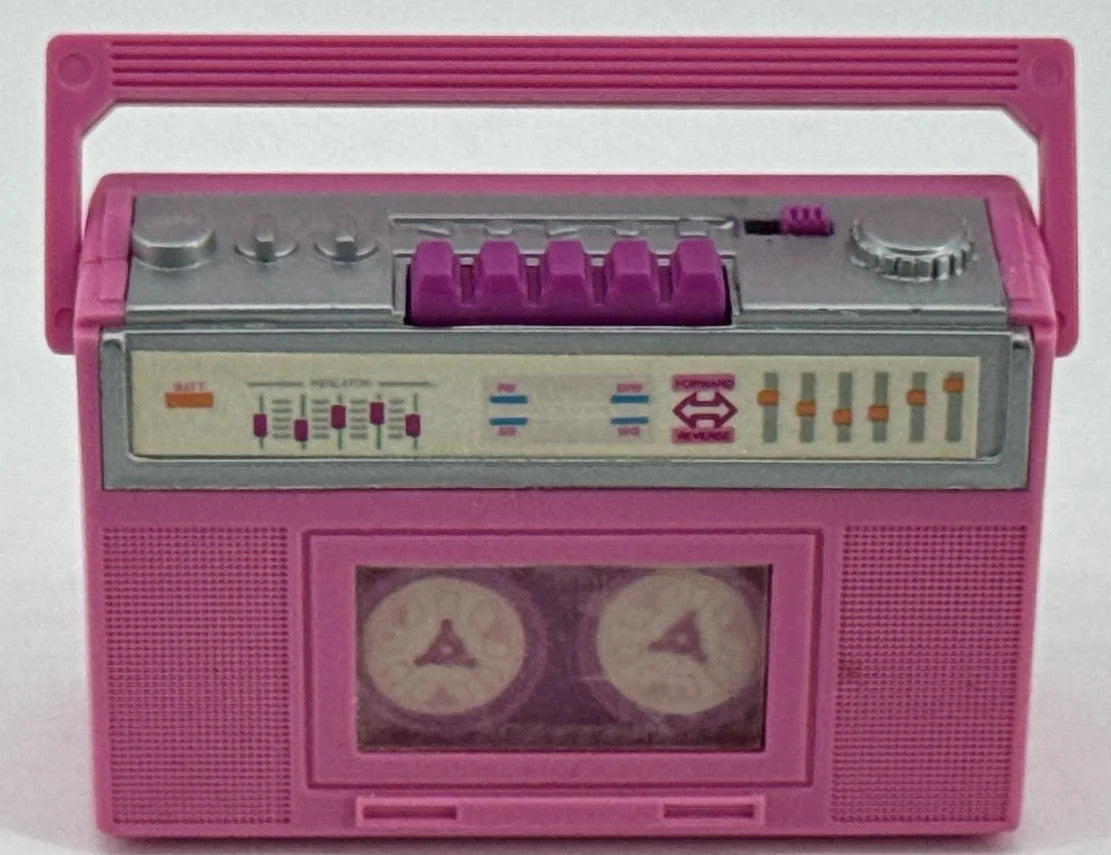 Barbie Pink Boombox Cassette Wind-Up 1980s Action Accents Radio Mattel Retro