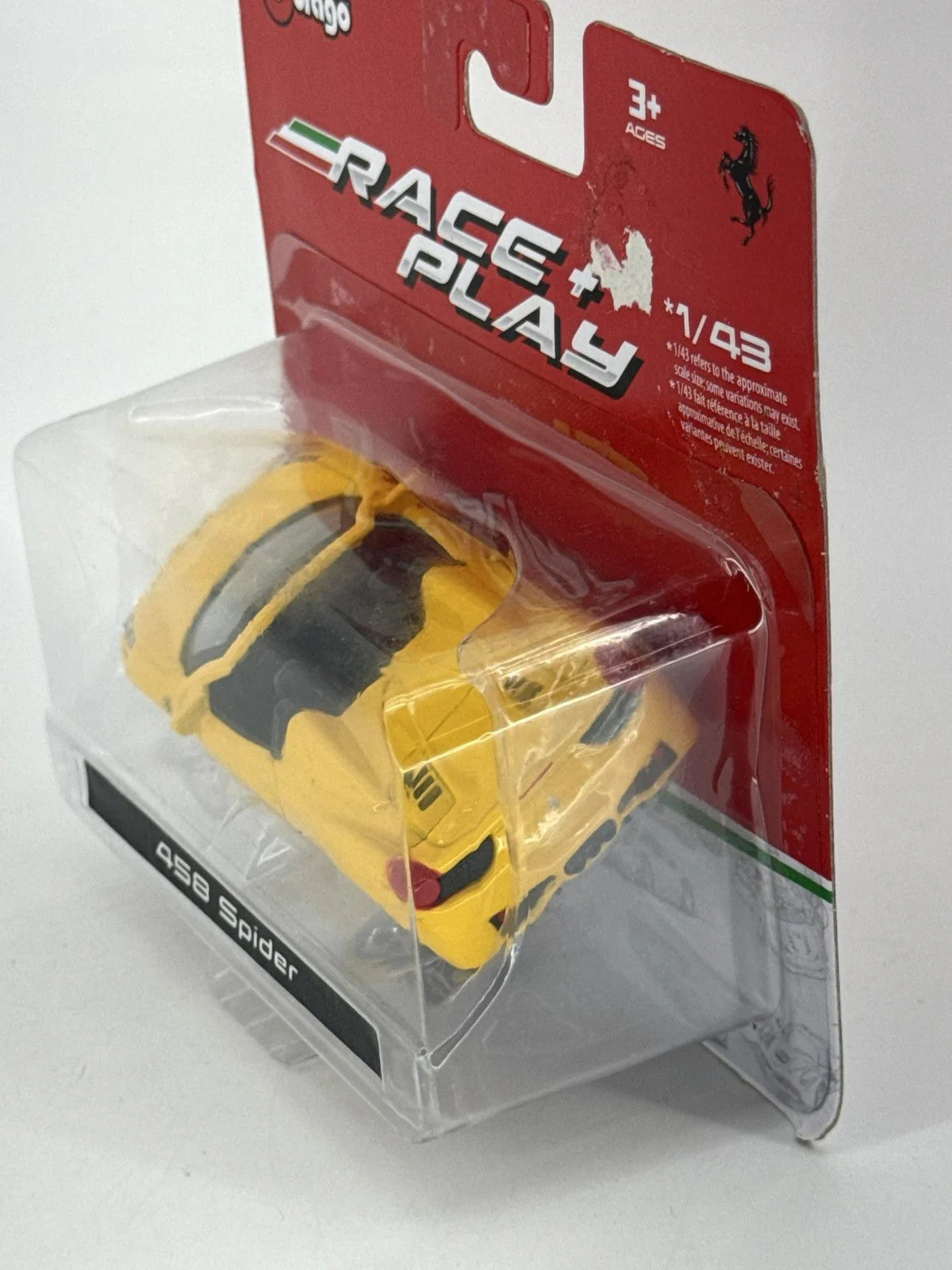 Burago Ferrari 458 Spider 1:43 Diecast Yellow Race Play Model Car New Sealed