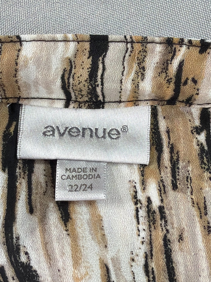 Avenue Women 22/24 Black Tan White Abstract Marble Print Blouse 3/4 Sleeve Top