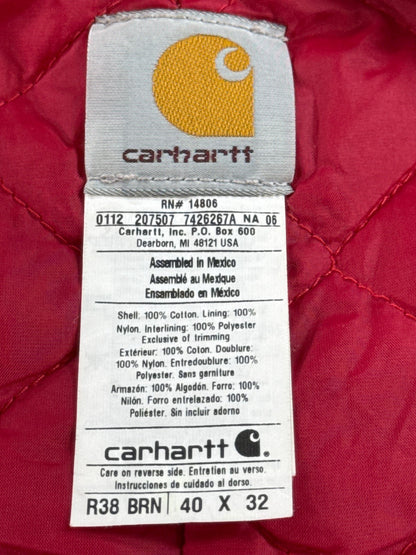 Carhartt R38 BRN Brown Duck Bib Overalls Quilt Lined USA Workwear 40x32