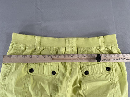 Chicos Pants Womens 1 Yellow Capri Cropped Cotton Stretch Button Pockets Casual