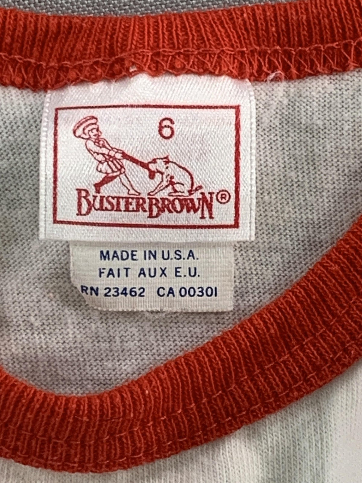 Buster Brown Dress Girls 6 White Red Star Print Sleeveless Ringer Knit Made USA