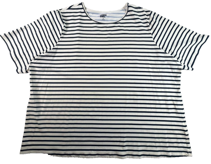 Lands End Striped Top Womens 2X Navy White Stretch Short Sleeve Casual Tee