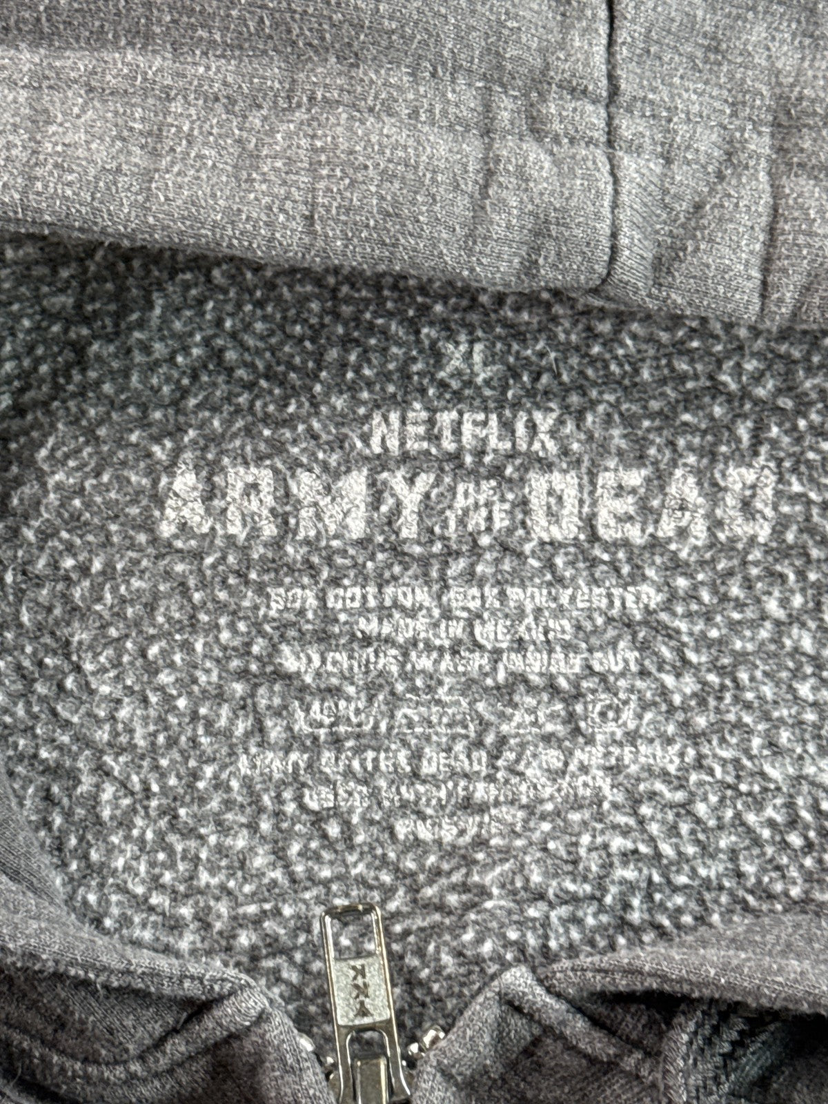 Netflix Army Dead Las Vengeance Streetwear Zip Hoodie XL Gray Cotton Graphic Men