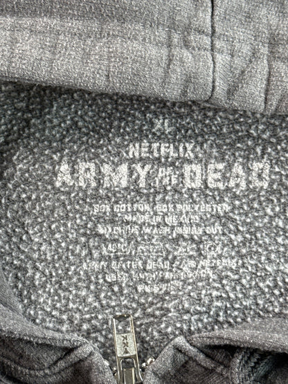 Netflix Army Dead Las Vengeance Streetwear Zip Hoodie XL Gray Cotton Graphic Men