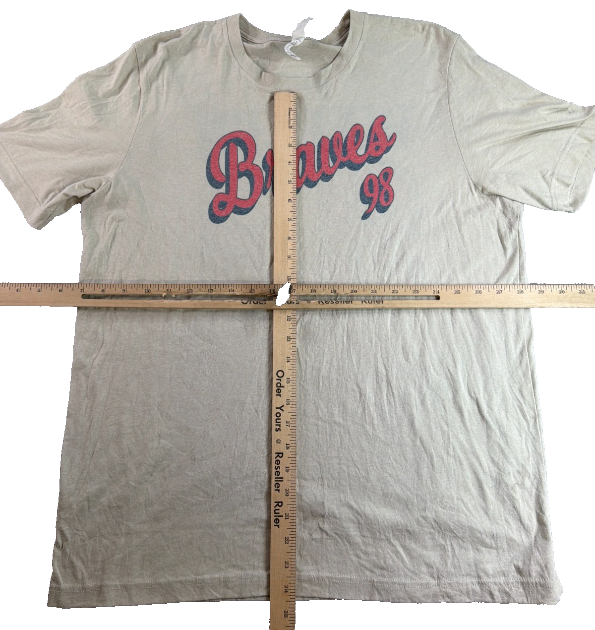 Morgan Wallen 98 Braves Bella Canvas XL Tan Country Music Graphic Tee Shirt