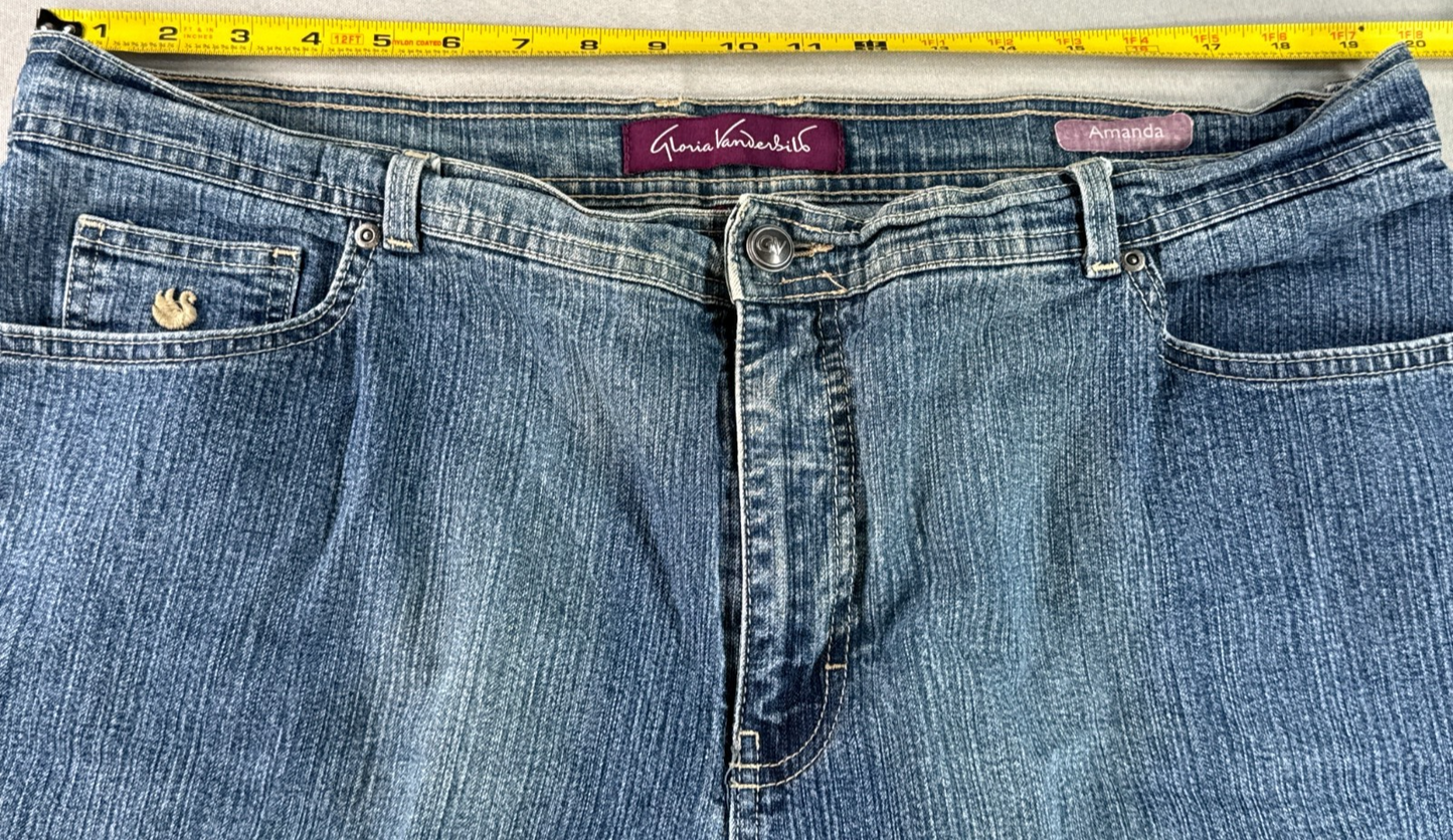 Gloria Vanderbilt Amanda Capri Jeans Womens 16 Blue Stretch Denim Mid Rise