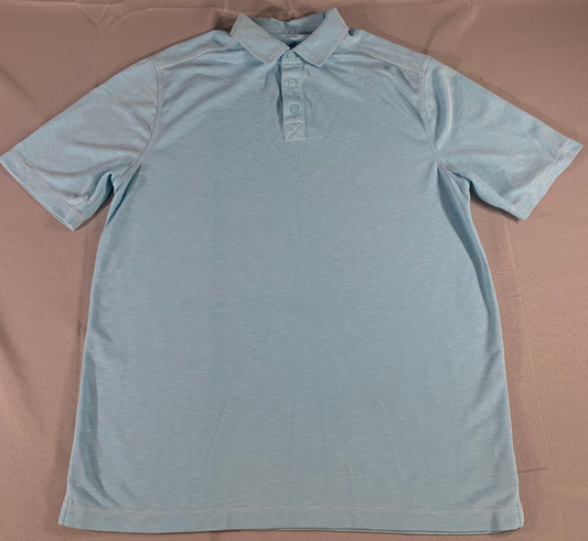 Saks Fifth Avenue Mens Polo Shirt XL Blue Short Sleeve Casual Preppy Classic Fit