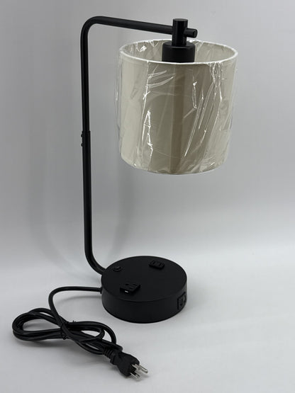 Modern Desk Lamp Black Metal Fabric USB Ports Power Outlets China Table Charging