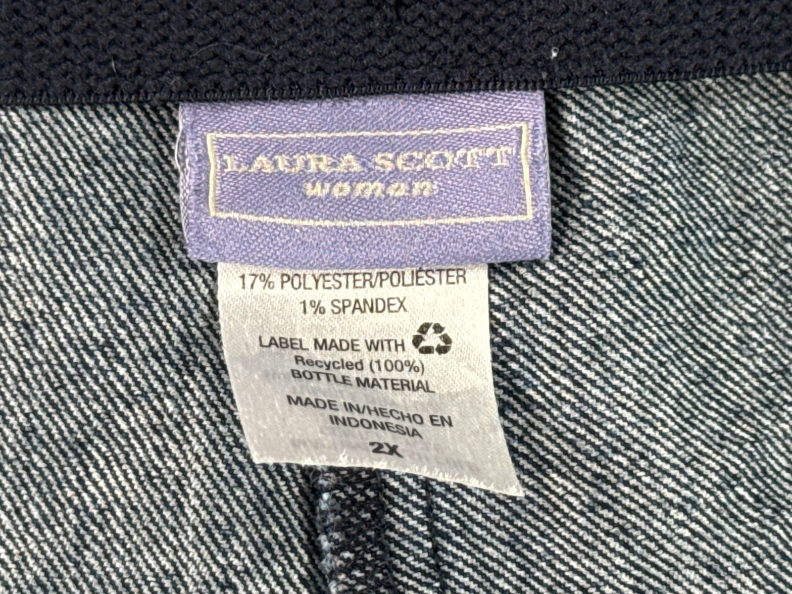 Laura Scott Woman Pull On Jeans 2X Medium Wash Blue Stretch Comfort Waist Denim